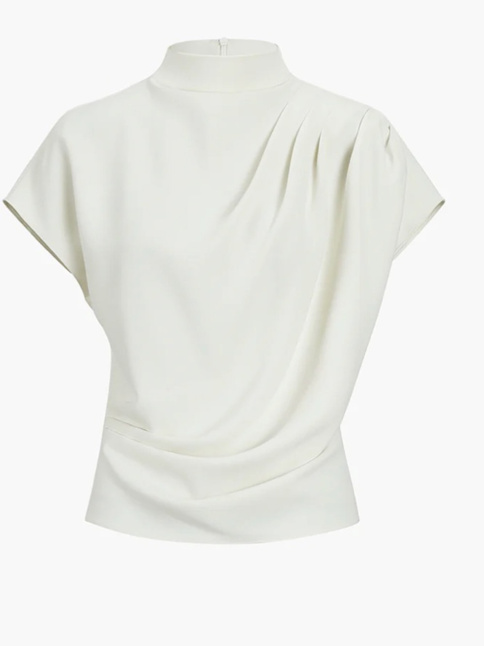 Commense Cream Short Sleeve Mock Neck Top